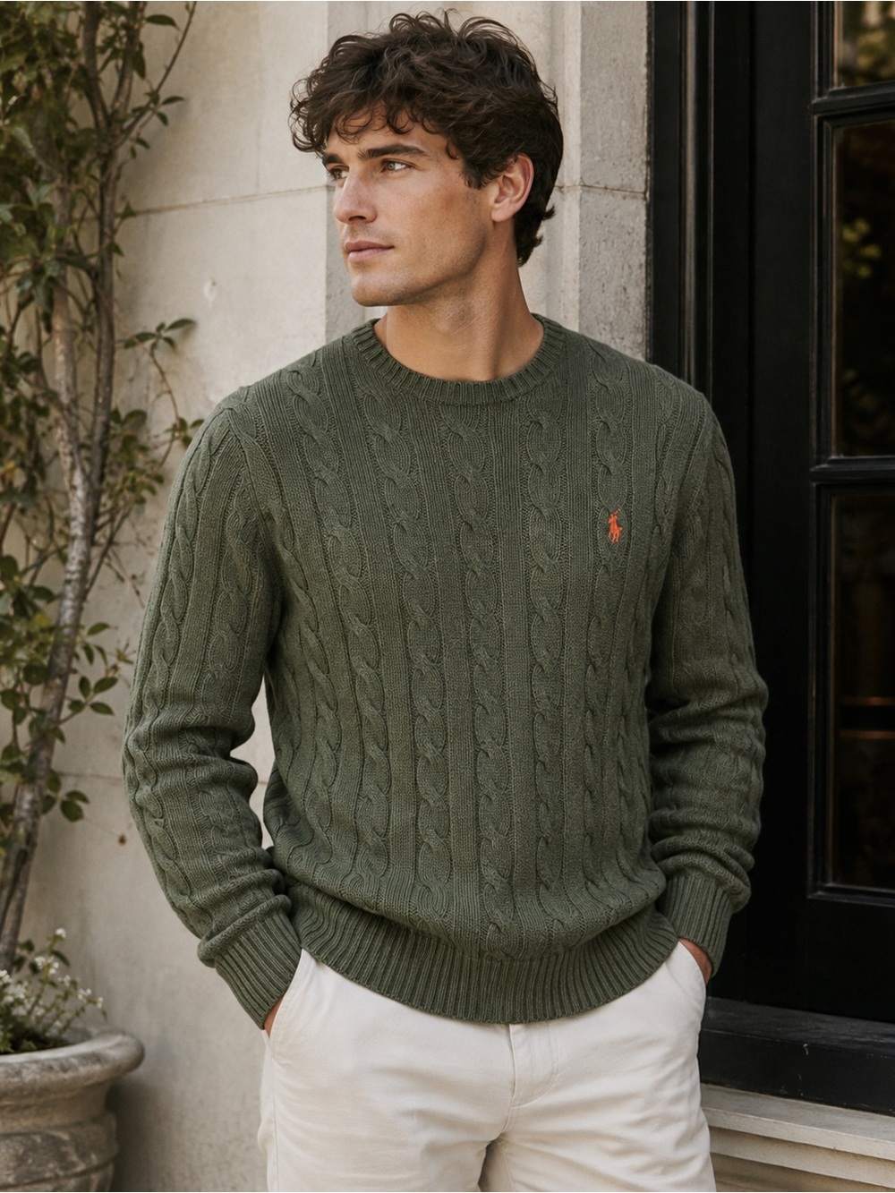 Polo Ralph Lauren Men’s 100% Cotton Cable Knit Sweater Green XL NWT